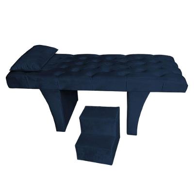 Maca Estética Reta Capitonê 0,60m Sophia Com Escada Veludo - Pallazio Cor Azul Marinho
