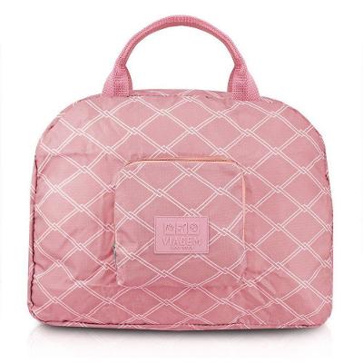 Bolsa De Viagem Dobrável Trapézio Estampa Listrada Jacki Design Rosa