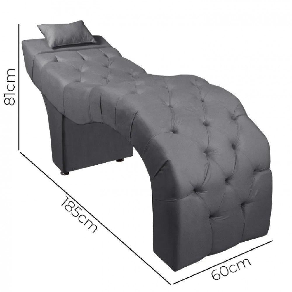 Maca Estofada Para Clínica De Estética Facial Com Capitonê Andressa Suede Cinza Speciale Home Cinza - 4