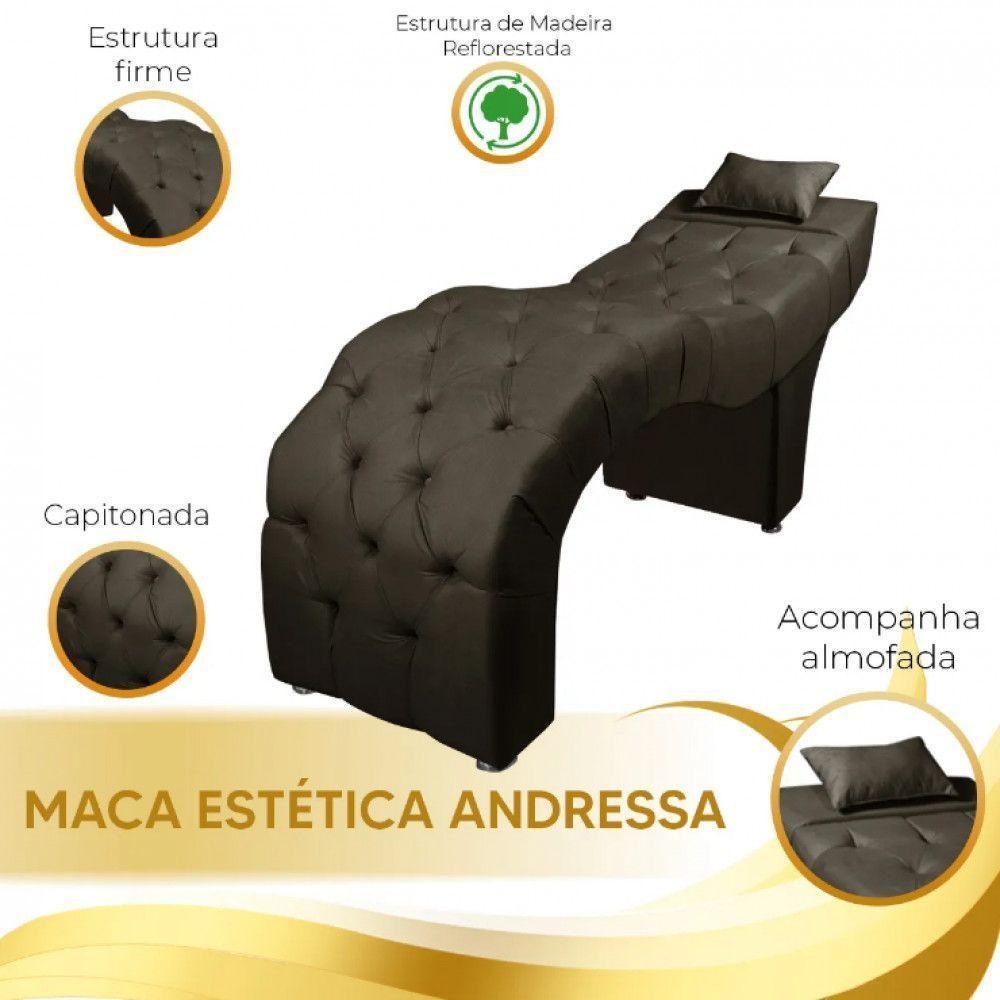 Maca Estofada Para Clínica De Estética Facial Com Capitonê Suede Marrom Escuro - 3