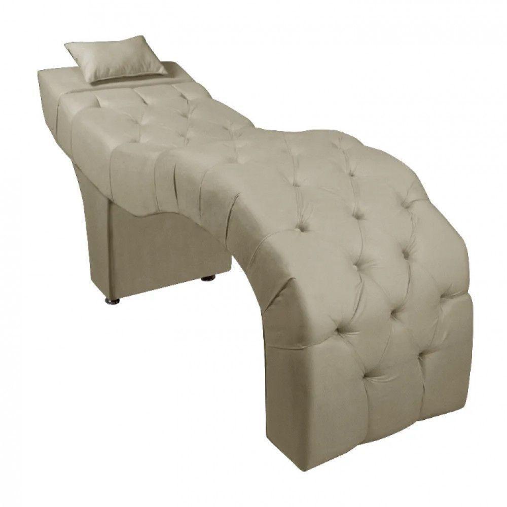 Maca Estofada Para Clínica De Estética Facial Com Capitonê Andressa Suede Bege Speciale Home Bege - 1