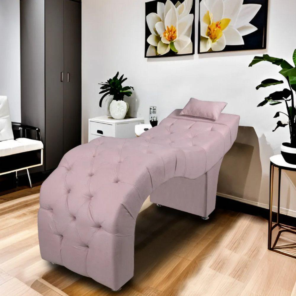 Maca Estofada Para Clínica De Estética Facial Com Capitonê Andressa Rosê Veludo Speciale Home Rose - 8