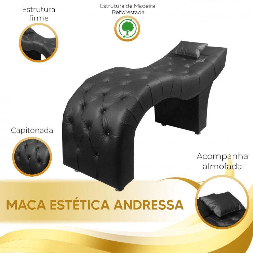 Maca Estofada Para Clínica De Estética Facial Com Capitonê Preto Material Sintético - 3