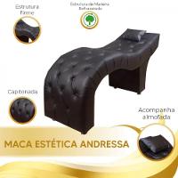 Maca Estofada Para Clínica De Estética Facial Com Capitonê Marrom Material Sintético - 3