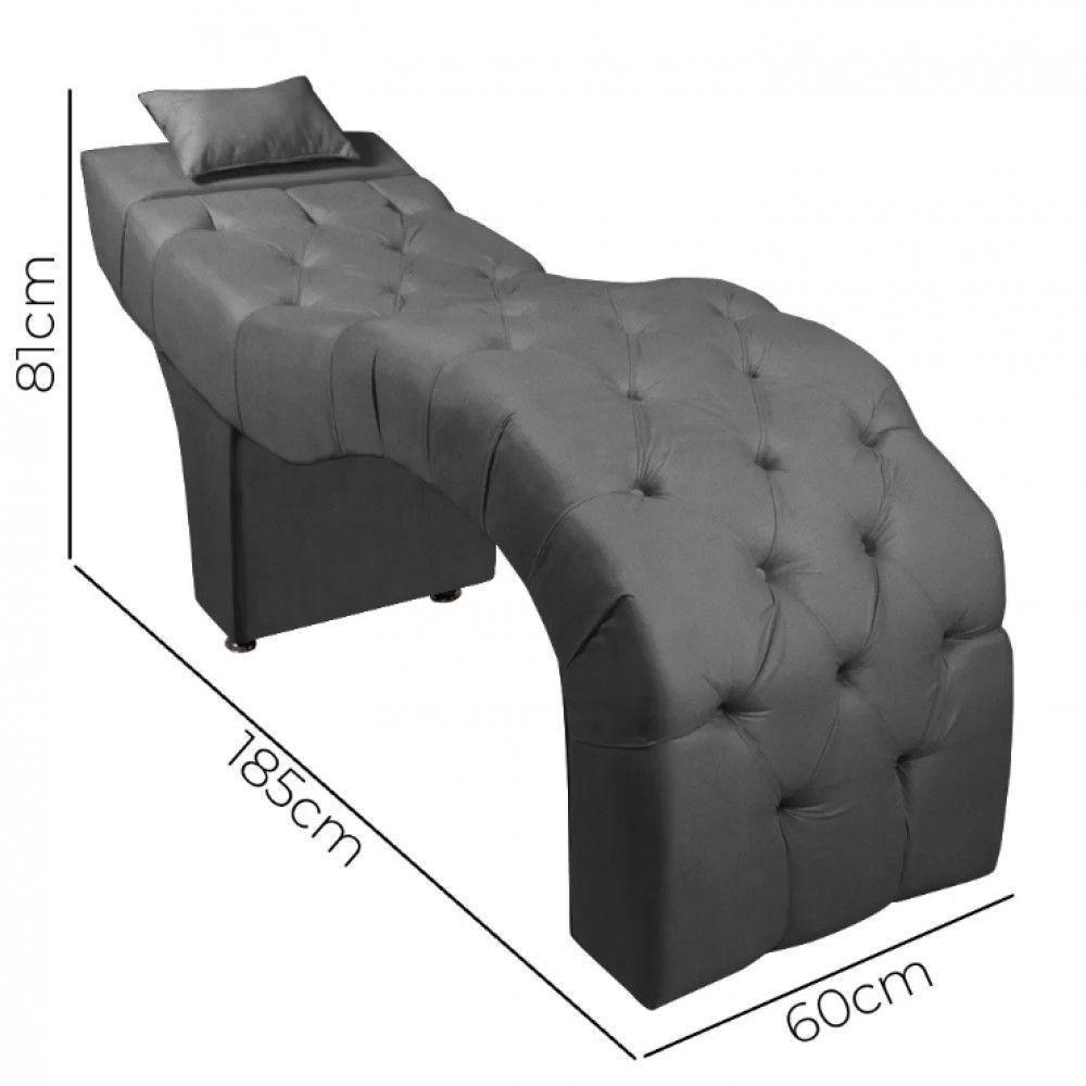 Maca Estofada Para Clínica De Estética Facial Com Capitonê Andressa Cinza Veludo Speciale Home Cinza - 4