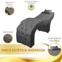 Maca Estofada Para Clínica De Estética Facial Com Capitonê Andressa Cinza Veludo Speciale Home Cinza - 3