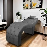 Maca Estofada Para Clínica De Estética Facial Com Capitonê Andressa Cinza Veludo Speciale Home Cinza - 7