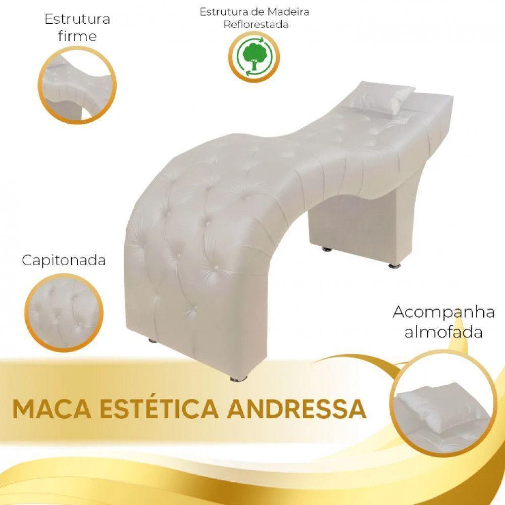 Maca Estofada Para Clínica De Estética Facial Com Capitonê Bege Material Sintético - 3
