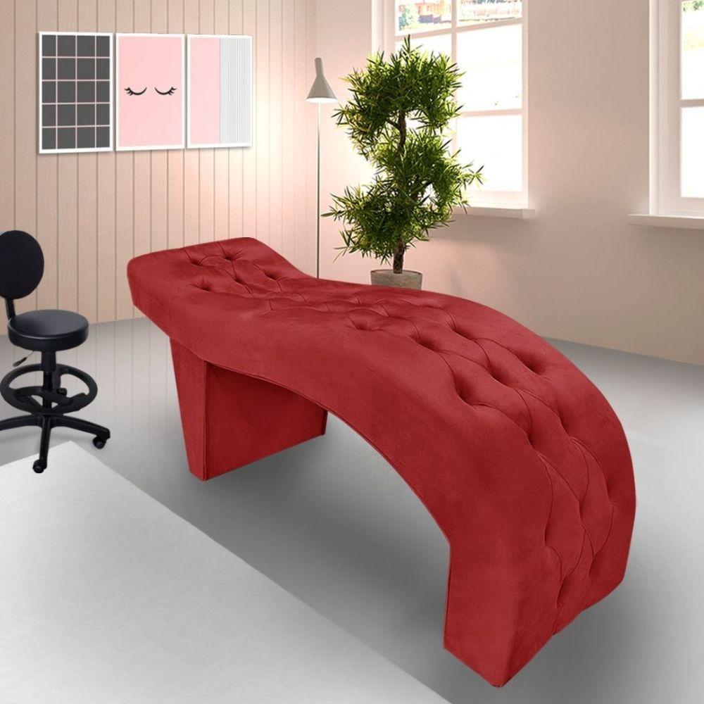 Maca Estofada Capitonê Clínica Salão Estética Suede Eduarda Cor:vermelho - 2