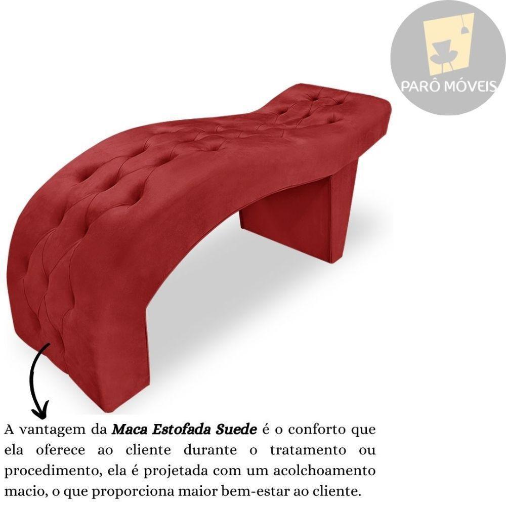 Maca Estofada Capitonê Clínica Salão Estética Suede Eduarda Cor:vermelho - 4