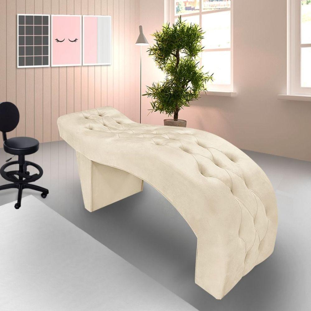 Maca Estofada Capitonê Clínica Salão Estética Suede Eduarda Cor:bege - 2