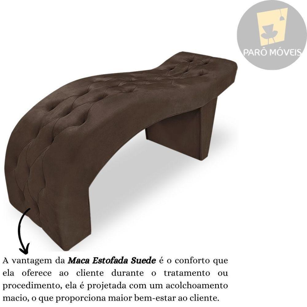 Maca Estofada Capitonê Clínica Salão Estética Suede Eduarda Cor:marrom - 3