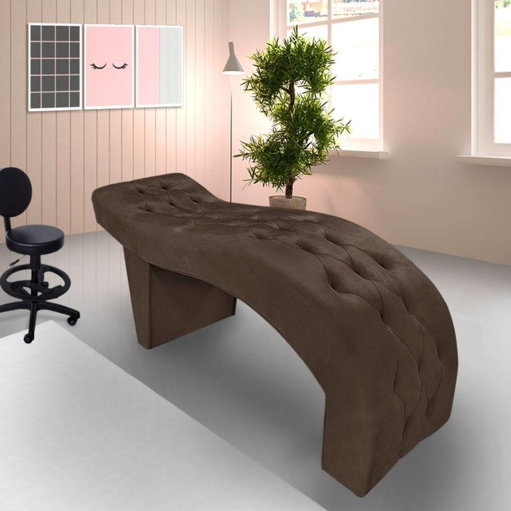 Maca Estofada Capitonê Clínica Salão Estética Suede Eduarda Cor:marrom - 5