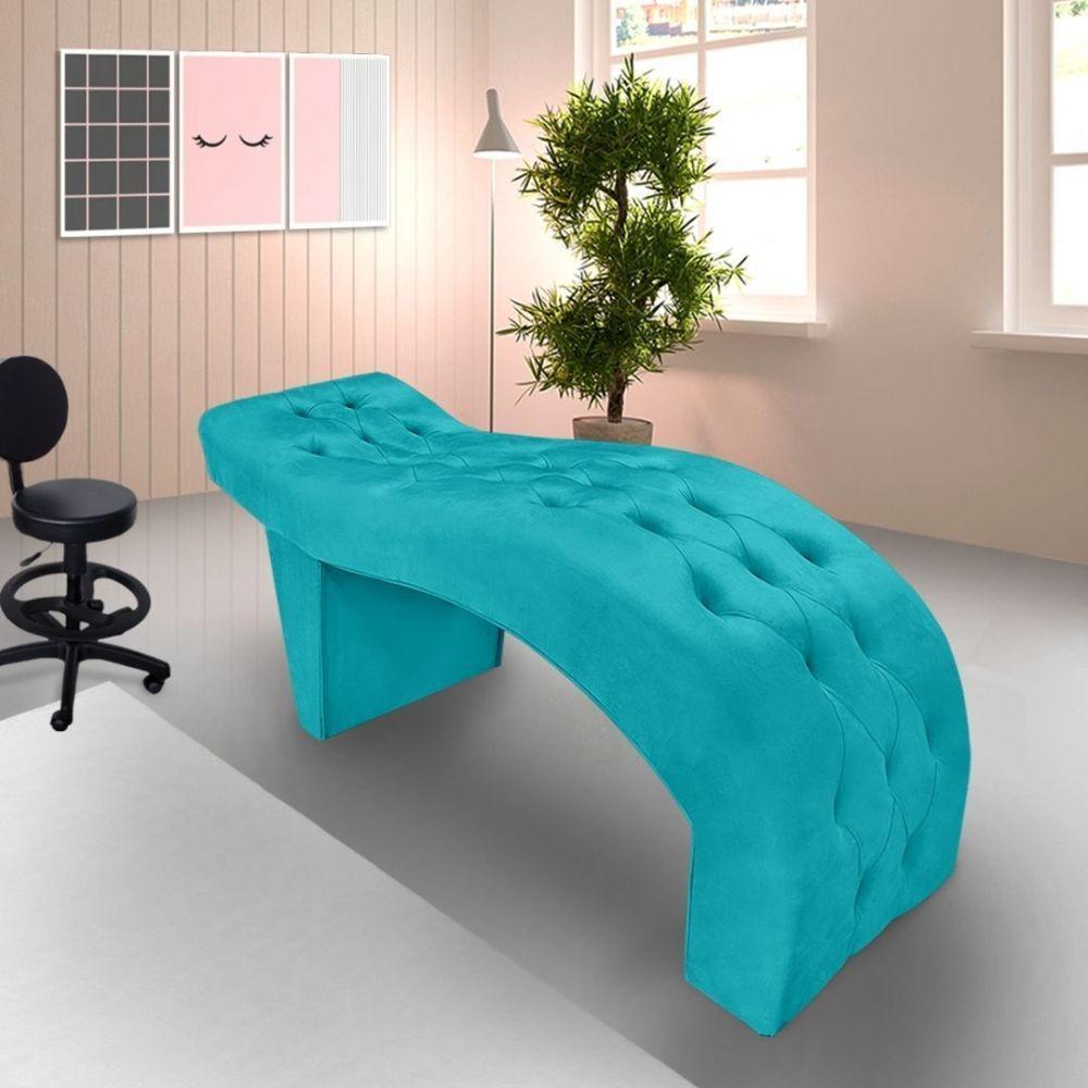 Maca Estofada Capitonê Clínica Salão Estética Suede Eduarda Cor:azul Turquesa - 4