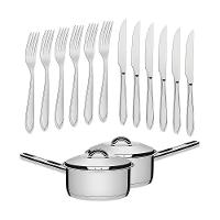 Conjunto De Panelas Solar 16cm 1,4l Com 12 Talheres De Mesa Laguna Tramontina - 1