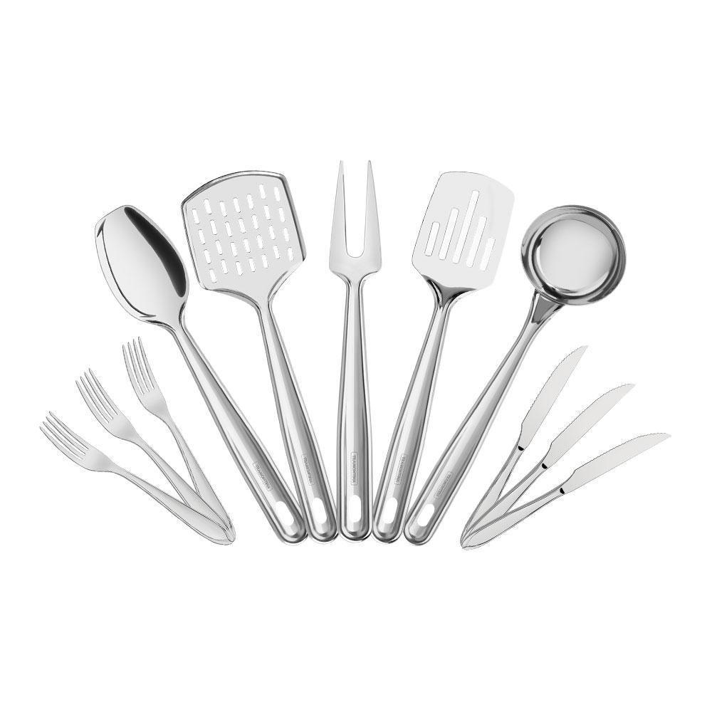 Conjunto De 12 Talheres De Mesa Laguna E 5 Utensílios Em Inox Extrata Tramontina - 1