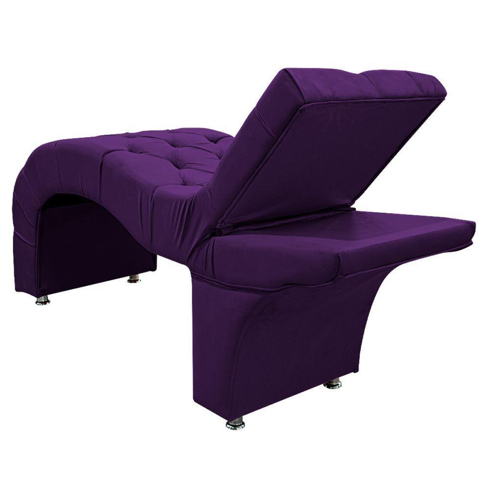 Maca Estética Com Encosto Dobrável Facial Capitonê Cílios Salão P02 Suede - Amarena Móveis Roxo - 3