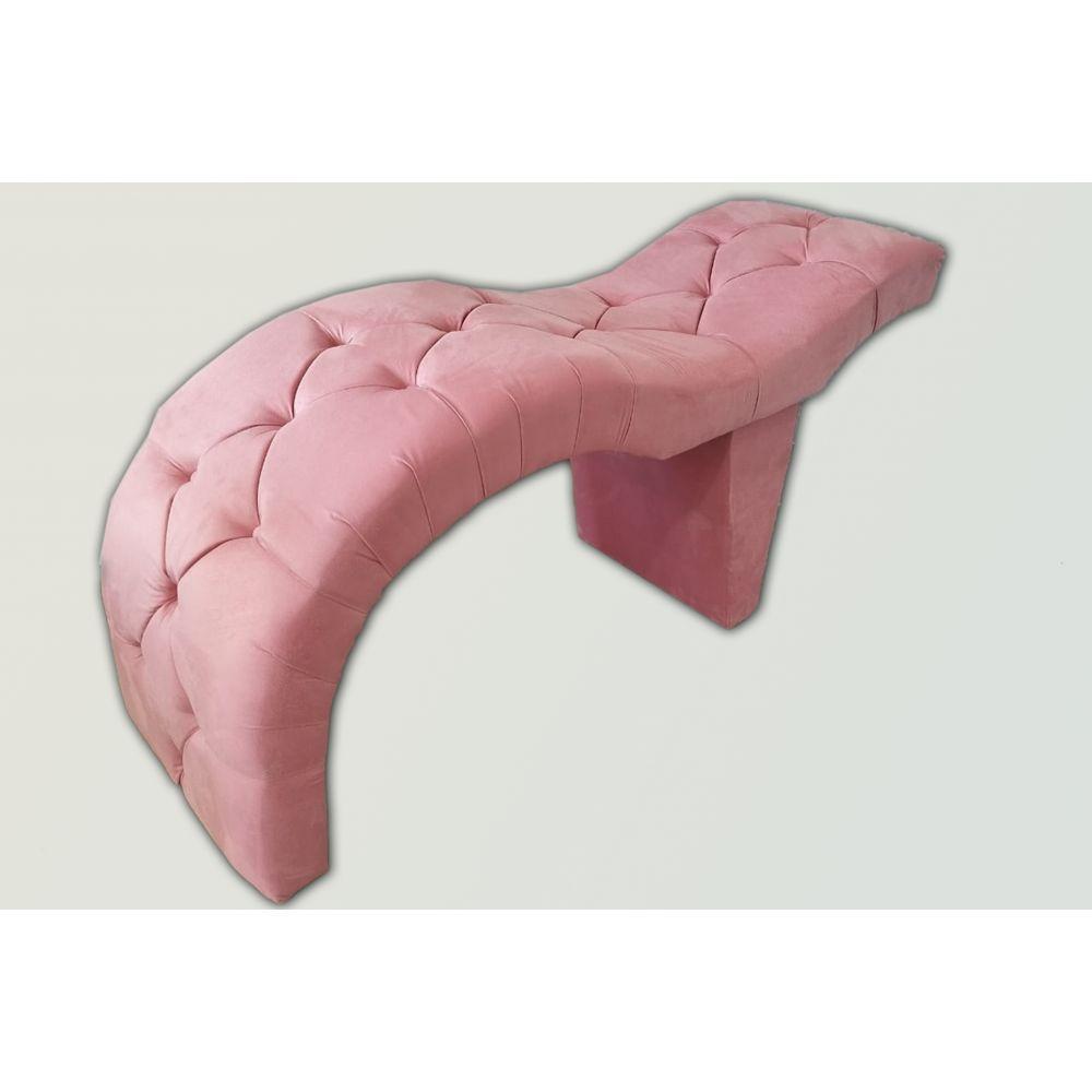 Maca De Atendimento Rosa Curva 60 Cm De Largura Tecido Suede - 2