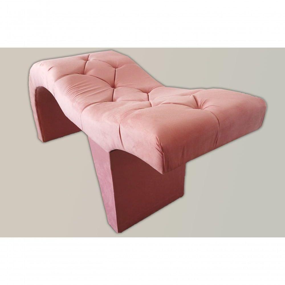 Maca De Atendimento Rosa Curva 60 Cm De Largura Tecido Suede - 6