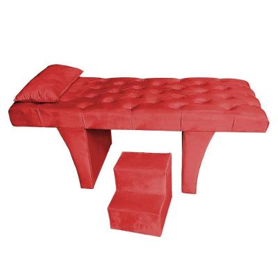 Maca Estética Reta Capitonê 0,70M Sophia Com Escada Veludo - Pallazio Vermelho