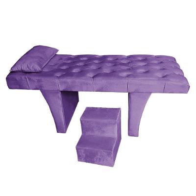 Maca Estética Reta Capitonê 0,80M Sophia Com Escada Veludo Roxo - Pallazio