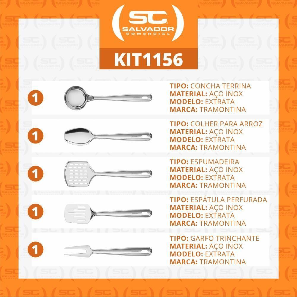 Kit Utensílios De Cozinha Para Servir E Preparar Extrata Aço Inox 5 Peças - Tramontina - 4