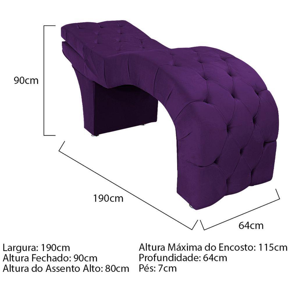 Maca Estética Com Encosto Dobrável Facial Capitonê Cílios Salão P02 Suede - Doce Sonho Móveis Roxo - 8