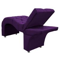 Maca Estética Com Encosto Dobrável Facial Capitonê Cílios Salão P02 Suede - Doce Sonho Móveis Roxo - 9