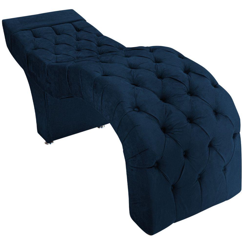 Maca Estética Facial Capitonê Cílios Salão P02 Suede - Doce Sonho Móveis Cor Azul Marinho - 2