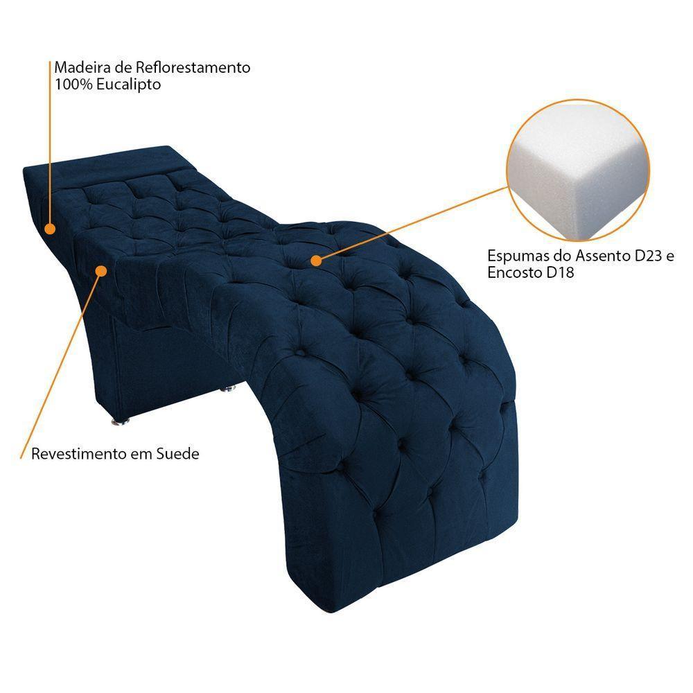 Maca Estética Facial Capitonê Cílios Salão P02 Suede - Doce Sonho Móveis Cor Azul Marinho - 8