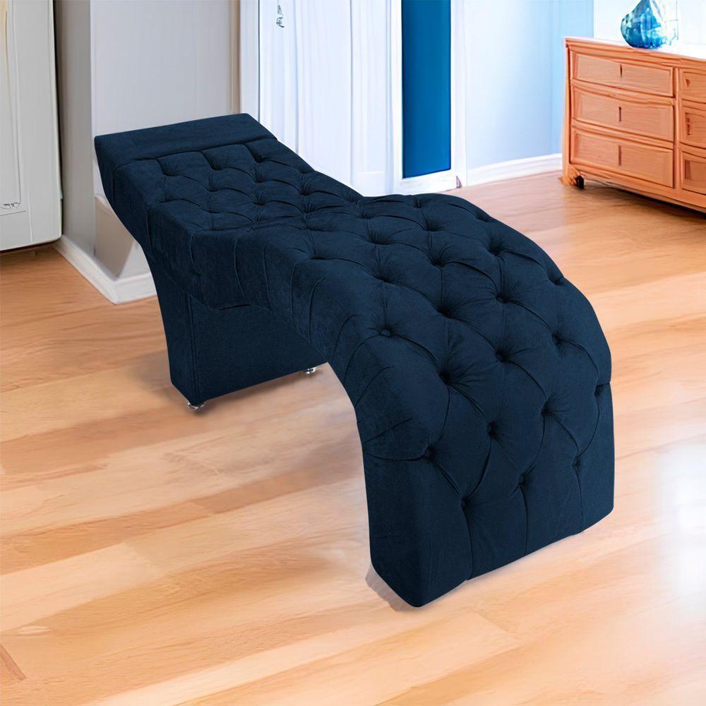 Maca Estética Facial Capitonê Cílios Salão P02 Suede - Doce Sonho Móveis Cor Azul Marinho - 10