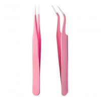 Par De Pinças Alongamento Extensão De Cílios Fio A Fio Rosa - 1