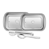 Kit Para Assar E Servir Tramontina Cosmos Em Aço Inox Com Tampa De Vidro 4 Peças Tramontina - 8