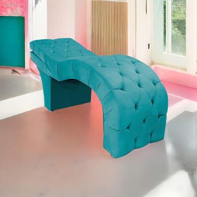 Maca Estética Com Encosto Dobrável Capitonê Salão P02 Suede - Amarena Móveis Azul Turquesa