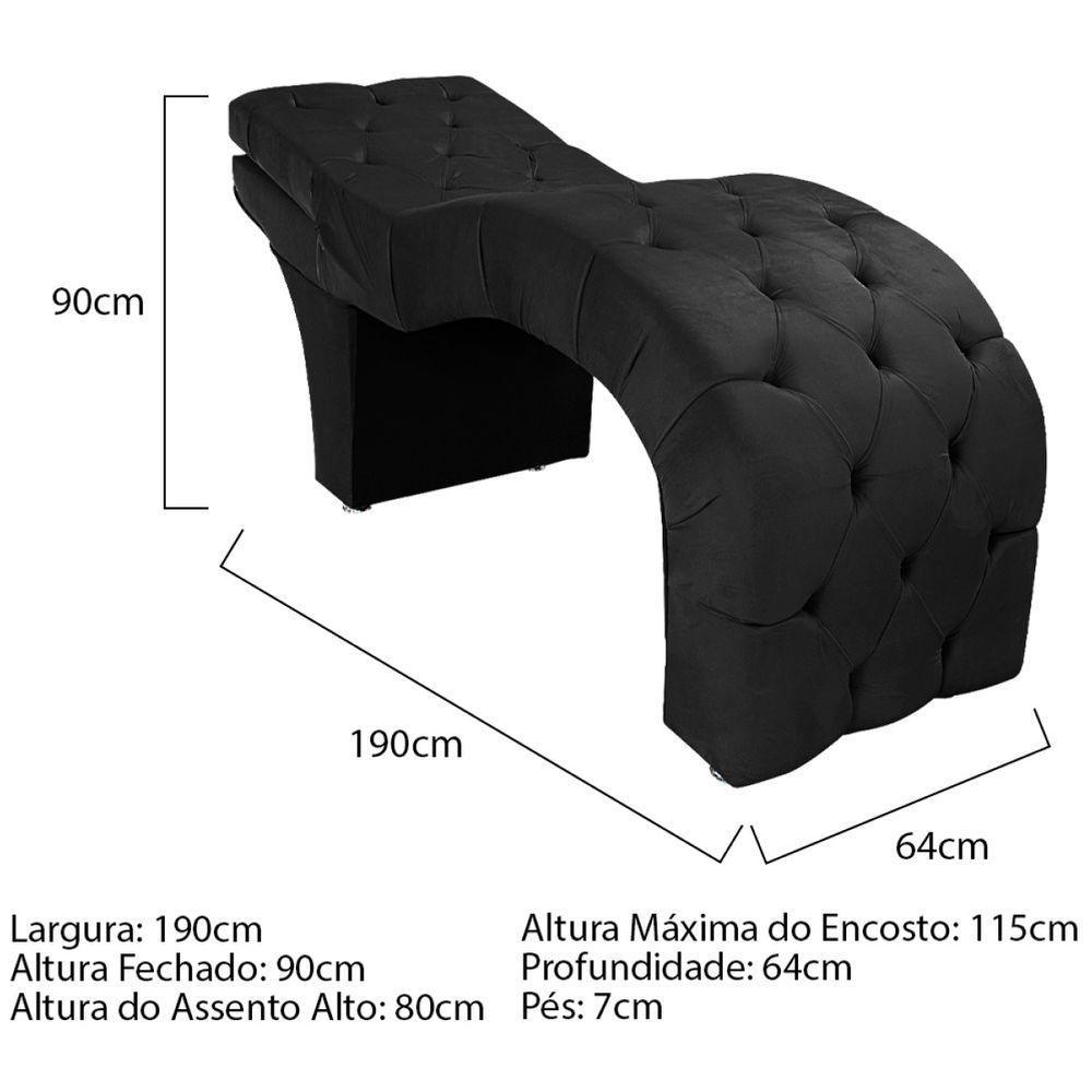 Maca Estética Com Encosto Dobrável Facial Capitonê Cílios Salão P02 Suede Preto - 2