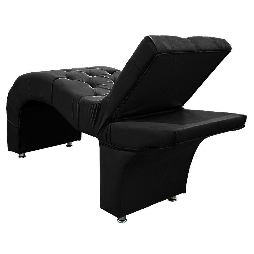 Maca Estética Com Encosto Dobrável Facial Capitonê Cílios Salão P02 Suede Preto - 3