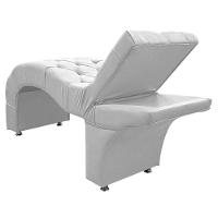 Maca Estética Com Encosto Dobrável Facial Capitonê Cílios Salão P02 Suede Branco - 3