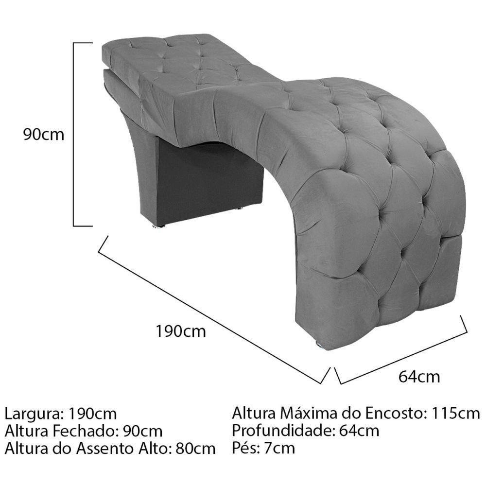 Maca Estética Com Encosto Dobrável Facial Capitonê Cílios Salão P02 Suede Cinza - 2