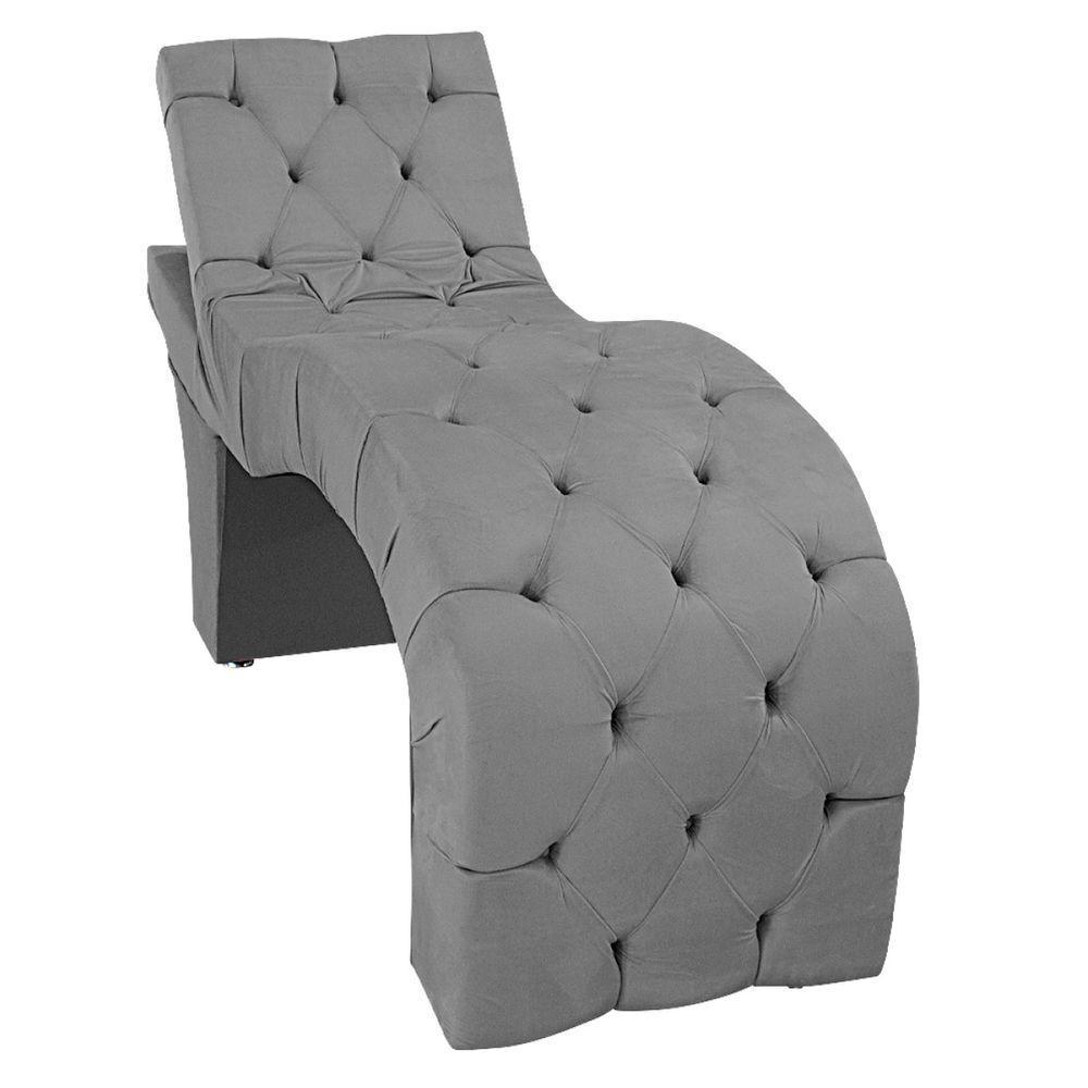 Maca Estética Com Encosto Dobrável Facial Capitonê Cílios Salão P02 Suede Cinza - 5