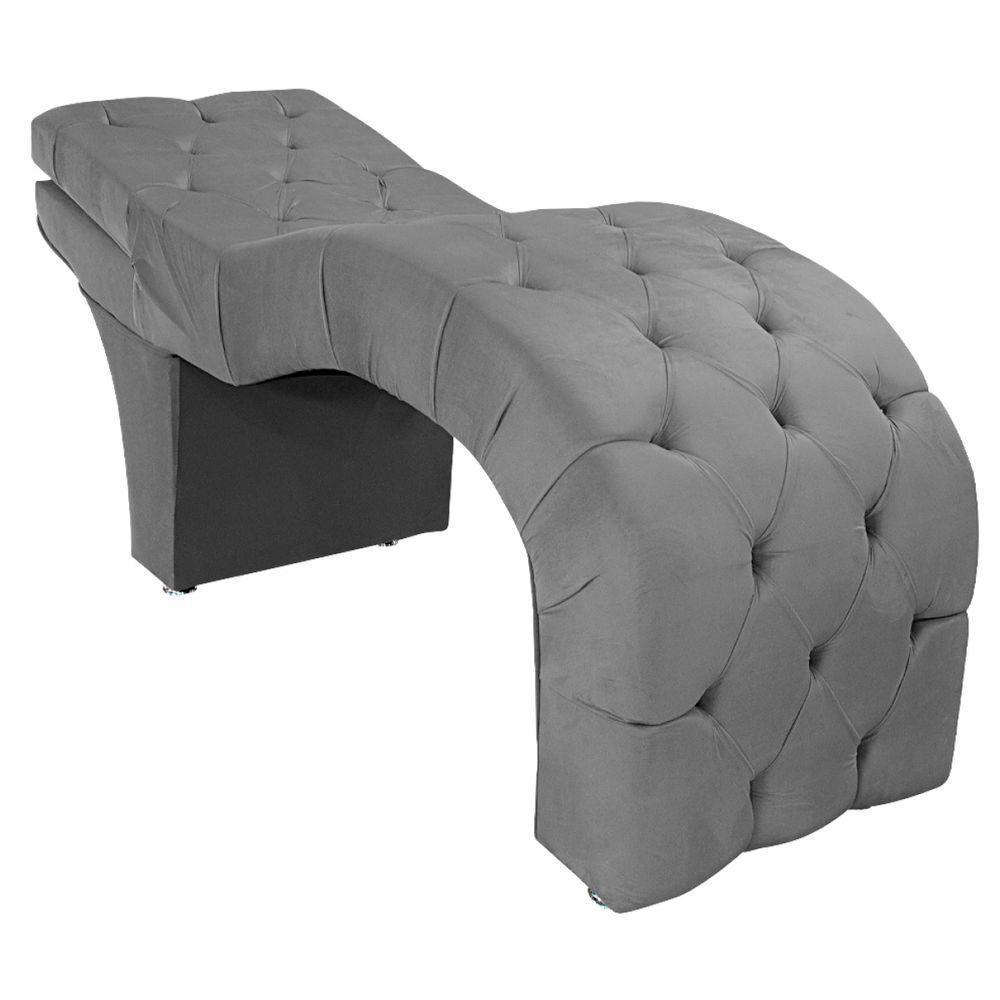 Maca Estética Com Encosto Dobrável Facial Capitonê Cílios Salão P02 Suede Cinza - 6