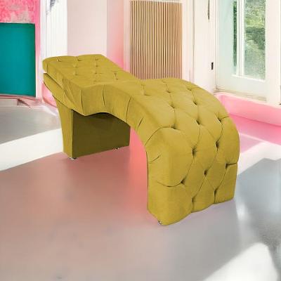 Maca Estética Com Encosto Dobrável Facial Capitonê P02 Suede - Doce Sonho Móveis Amarelo