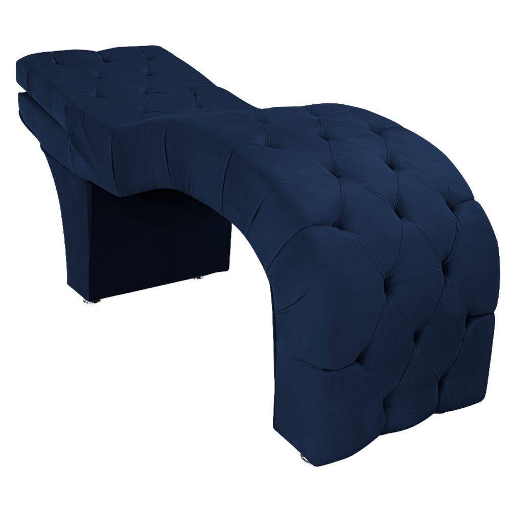 Maca Estética Com Encosto Dobrável Facial Capitonê Cílios Salão P02 Suede Azulmarinho - 6