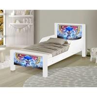 Mini Cama Infantil Sonic Adesivada Com Colchão Branco - 1