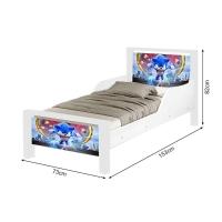 Mini Cama Infantil Sonic Adesivada Com Colchão Branco - 3