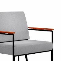 Poltrona Roma Cinza Com Rattan E Base Em Metal Preto - 3