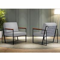 Poltrona Roma Cinza Com Rattan E Base Em Metal Preto - 5