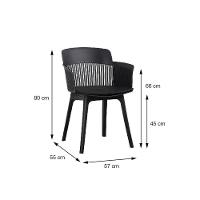 Cadeira Mena Marcela Polipropileno Preto Assento Estofado Em Pu Base Fixa - 3