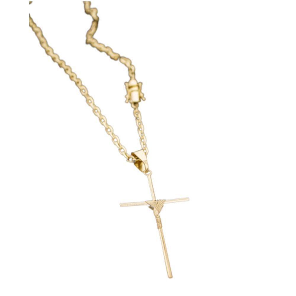 Cordão Corrente Com Pingente Cruz Fio Palito Colar. - 1
