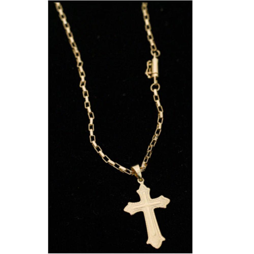 Cordão Tijolinho Veneziana Com Pingente Cruz Vitoriana. - 2