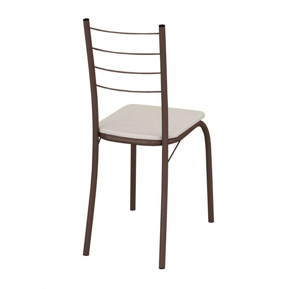 Conjunto De 4 Cadeiras Rio Marrom Assento Creme Teixeira Marrom Com Creme - 2